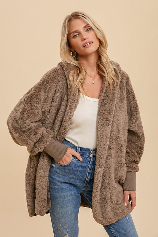 Fallon Fur Hooded Jacket || Ash