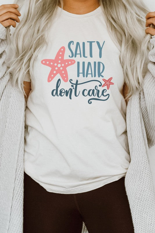 Salty Hair Dont Care Starfish Dolphin Graphic Tee