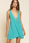 Zoey Sleeveless Deep V-neck Dress with Lace on Front