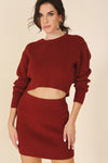 Farrah Ribbed Knit Crop Top and Skirt Set