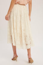 Lilah Lace Trim Midi Skirt