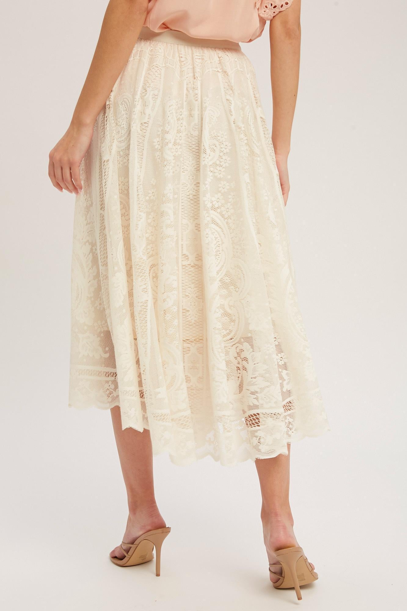 Lilah Lace Trim Midi Skirt