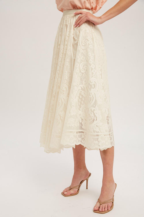 Lilah Lace Trim Midi Skirt