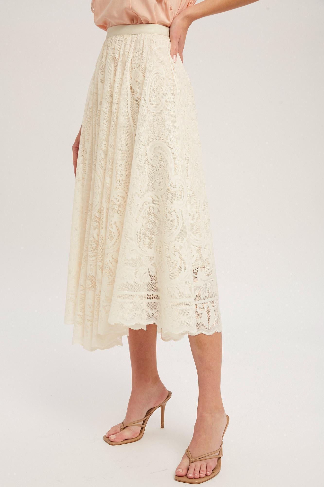 Lilah Lace Trim Midi Skirt