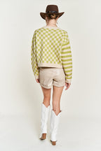 June Contrast pattern Sweater Cardigan