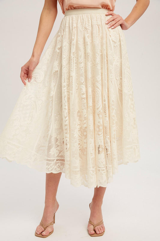 Lilah Lace Trim Midi Skirt