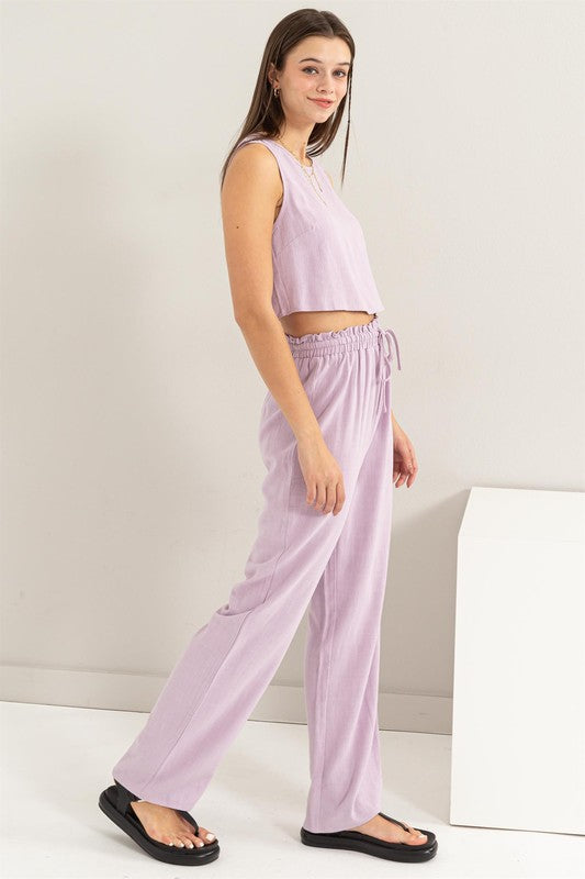 Grace Linen Blended Top and Pants Set