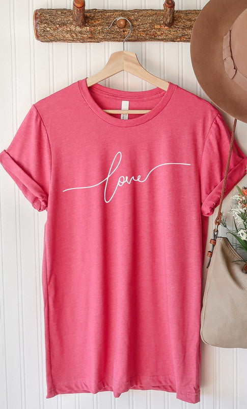 Love in Cursive Script Valentines Plus Graphic Tee