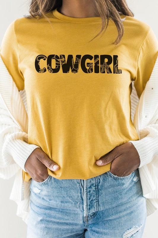 Cowgirl Horse Boots Sheriff Badge Graphic Tee