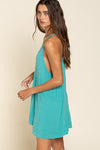 Zoey Sleeveless Deep V-neck Dress with Lace on Front