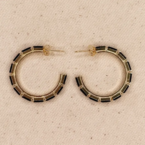 Zoey Black Hoop Earrings