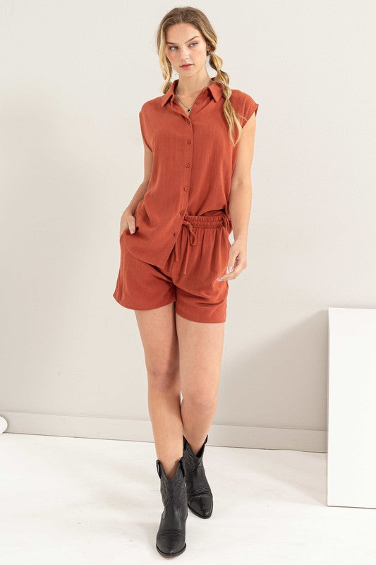 Ellie Linen Shirt and Shorts Set