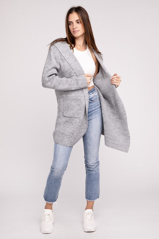 Hanna Hooded Open Front Sweater Cardigan