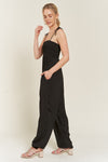 Sonya Smocked Tie Strap Jumpsuit