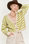 June Contrast pattern Sweater Cardigan