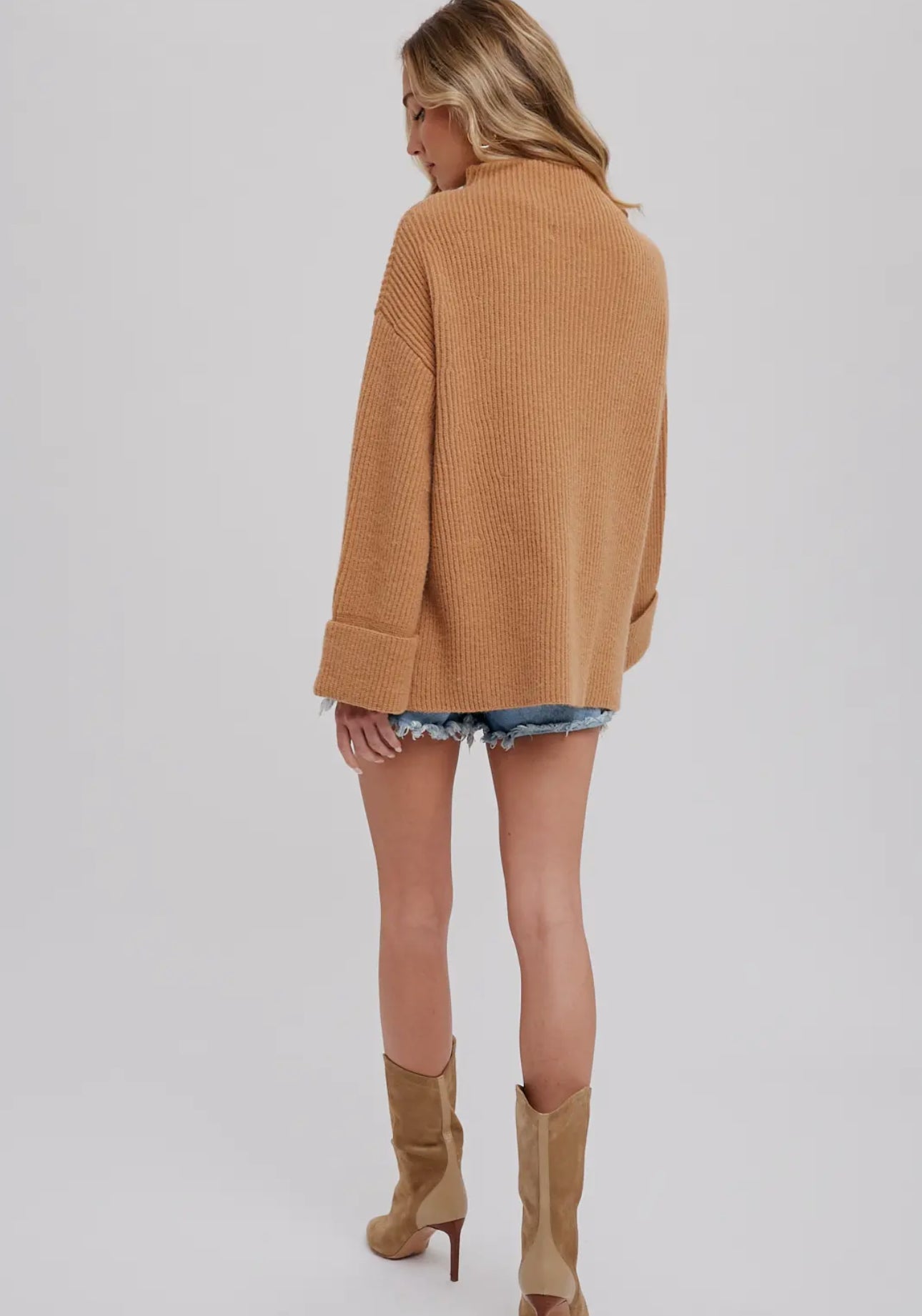 Whitney Funnel Neck Oversized Sweater || Latte