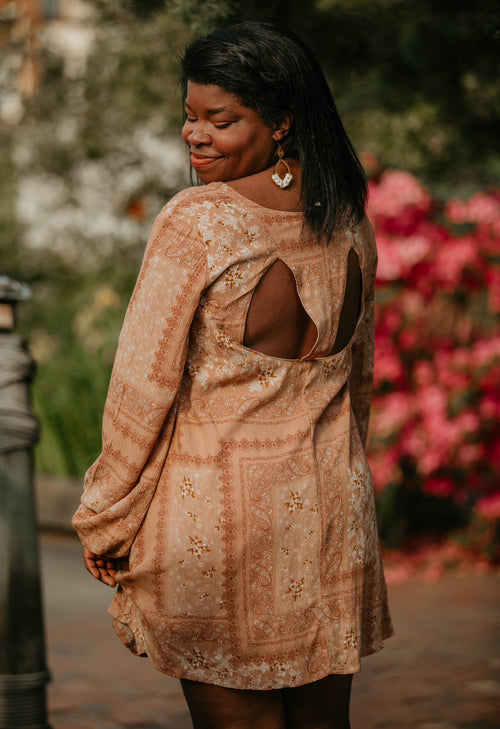 Kylie Bandana Long Sleeve Mini Dress