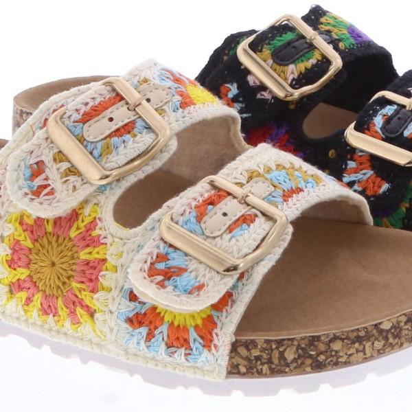 Bianca Crochet Sandals in Cream