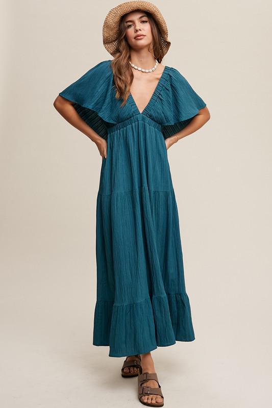 Stacy Flowy Maxi Dress || Emerald