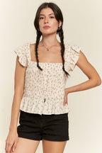 Alexa Floral Print Ruffled Top