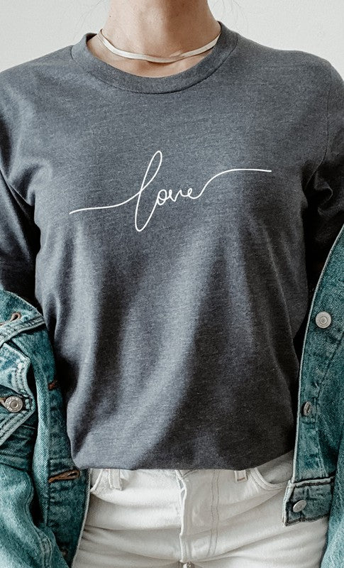Love in Cursive Script Valentines Plus Graphic Tee