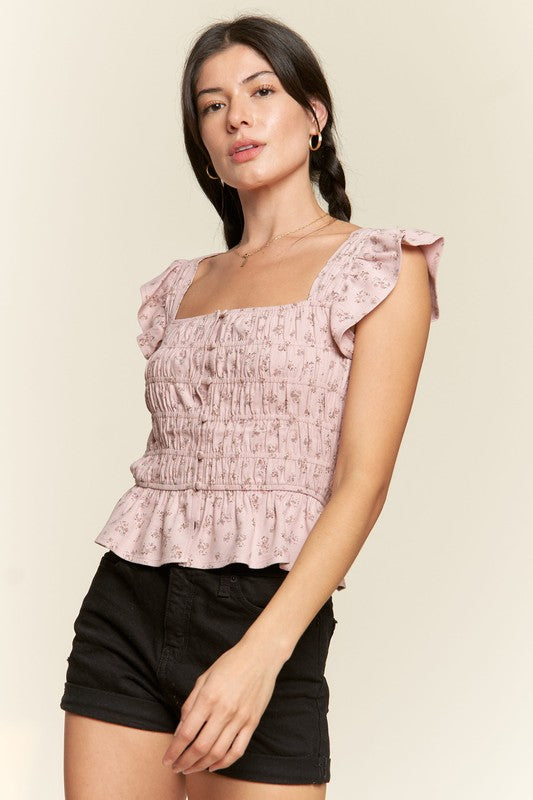 Alexa Floral Print Ruffled Top