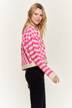 June Contrast pattern Sweater Cardigan