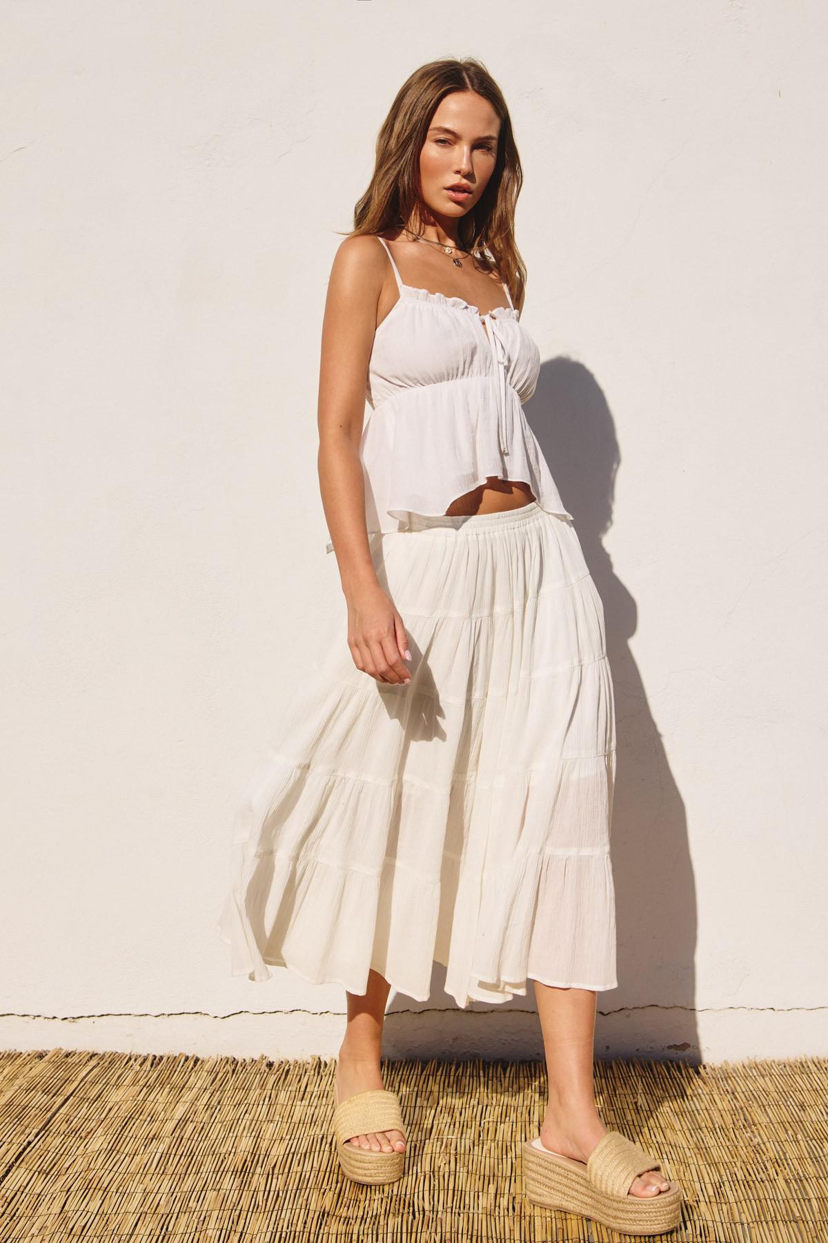 Becky Tiered Skirt || White