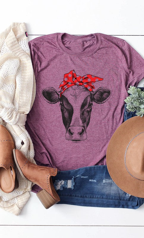 Farm Cow Bandanna Western Graphic Tee