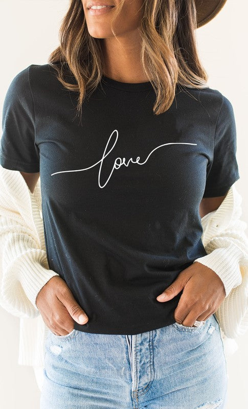 Love in Cursive Script Valentines Plus Graphic Tee