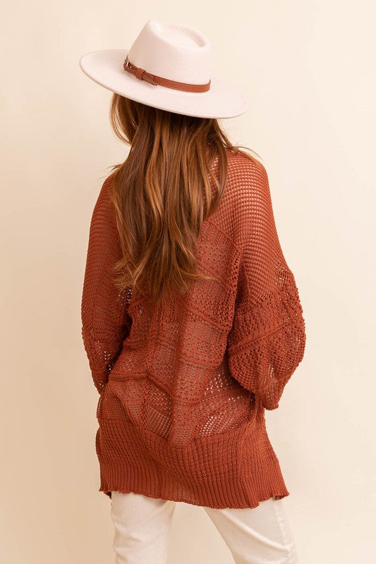 Carly Knit Netted Cardigan