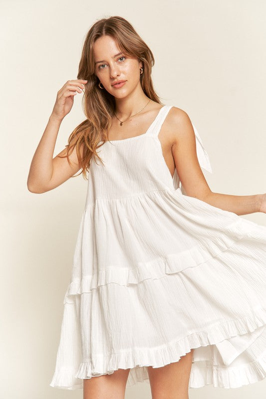 Devan Square neck ruffle dress