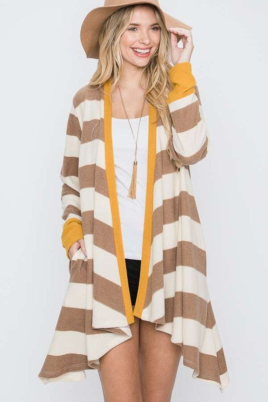 Olivia Striped Draped Cardigan