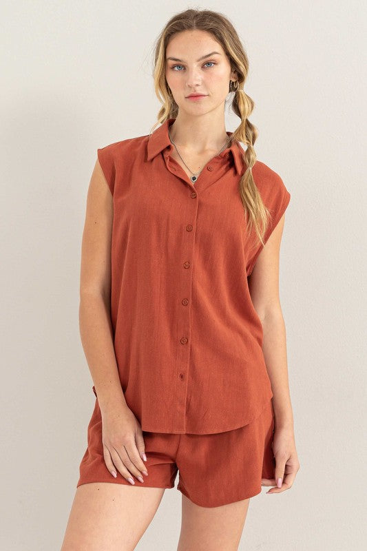 Ellie Linen Shirt and Shorts Set