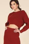 Farrah Ribbed Knit Crop Top and Skirt Set