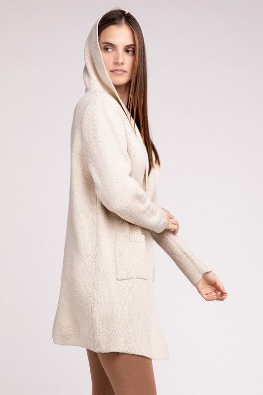 Hanna Hooded Open Front Sweater Cardigan