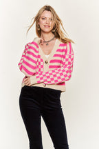 June Contrast pattern Sweater Cardigan