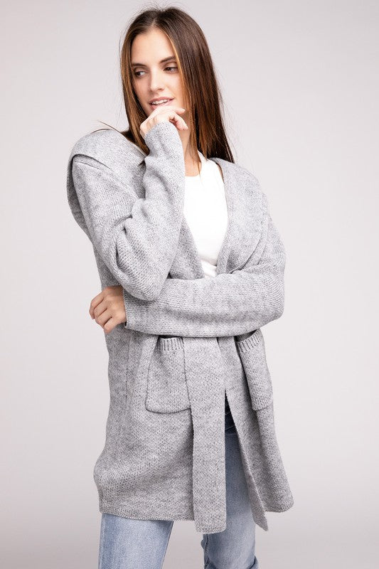 Hanna Hooded Open Front Sweater Cardigan