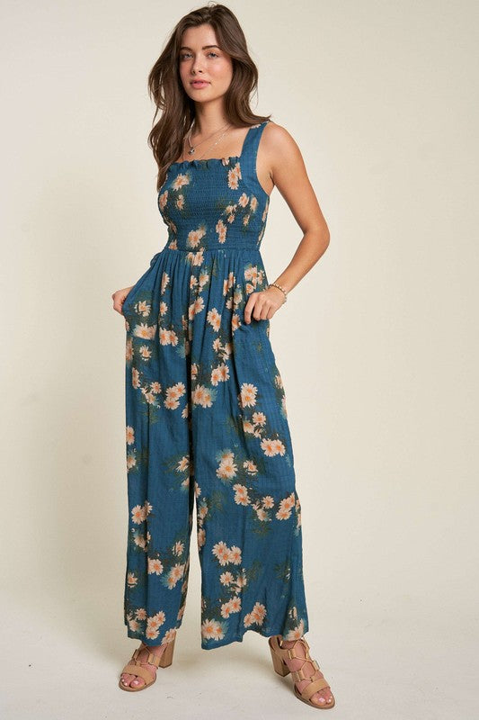 Constance Floral Printed Ruffle Detail Jumpsuit