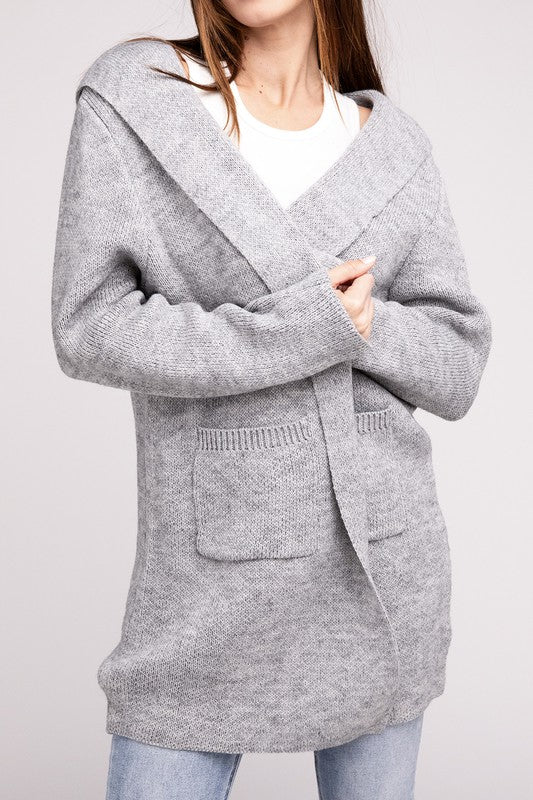 Hanna Hooded Open Front Sweater Cardigan