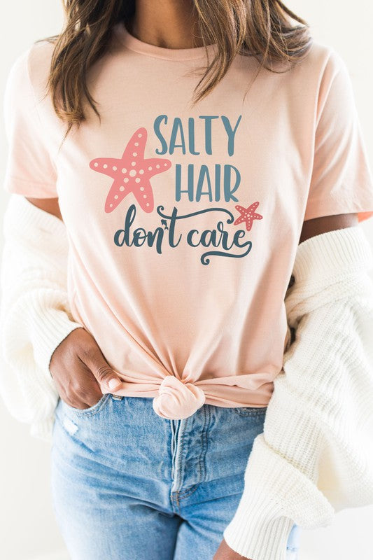 Salty Hair Dont Care Starfish Dolphin Graphic Tee