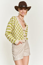 June Contrast pattern Sweater Cardigan