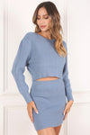 Farrah Ribbed Knit Crop Top and Skirt Set