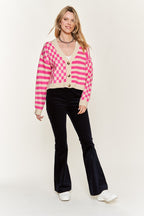 June Contrast pattern Sweater Cardigan