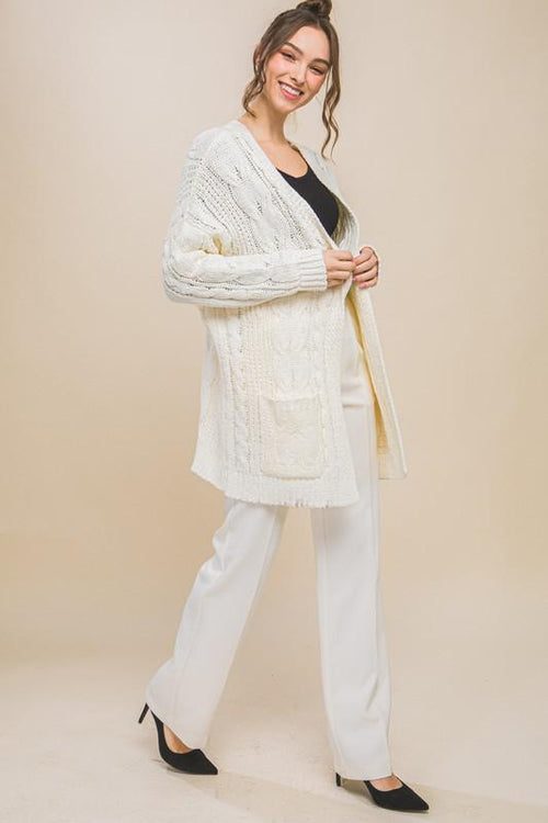 Carmen Cable Knit Cardigan || Ivory